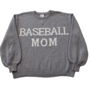Dee Elly Gray Baseball Mom Sweater